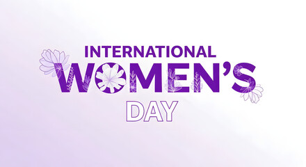 Obraz premium Modern Women’s Day Text Art Design with Minimal Floral Decoration and Clean White Background