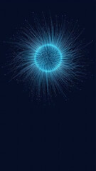 blue digital energy burst on dark background