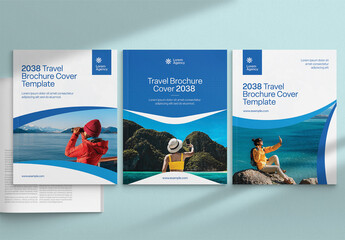 Travel Brochure Cover Template, Tourism Flyer Poster Design Layout