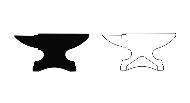 Two anvil depictions one solid black a striking silhouette