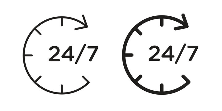 24 7 icon. modern vector symbols set