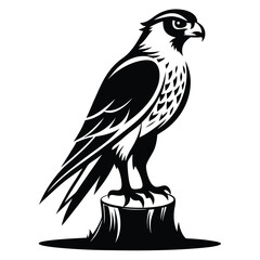 Obraz premium monochromatic falcon eagle silhouette line art vector illustration with a white background