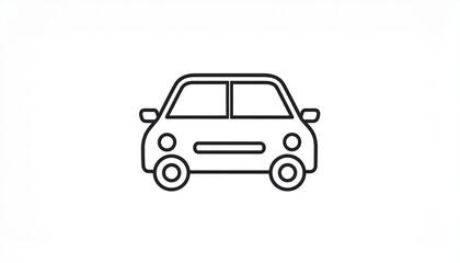 Fototapeta premium Simple Car Illustration on White Background, Minimalist Design