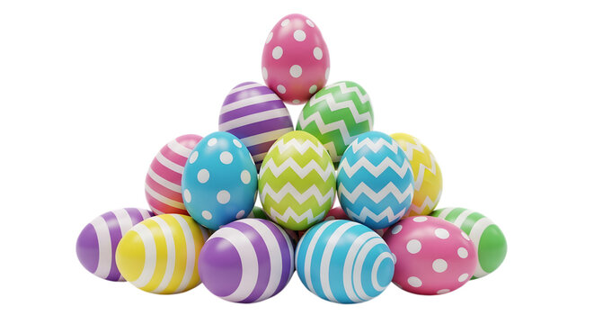 Easter eggs isolated on transparent background colorful decorated easter eggs