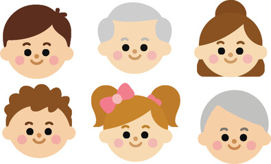 Naklejka premium Cute Flat Character Avatars and People Icons with set