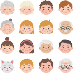  Cute Flat Character Avatars and People Icons with set