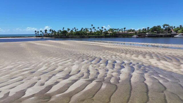 Porto Seguro Skyline At Porto Seguro In Bahia Brazil. Beach Landscape. Beautiful Coastline. Travel Destination. Porto Seguro Skyline In Porto Seguro In Brazil. Mangrove Sand Bank. Brazil Northeast.