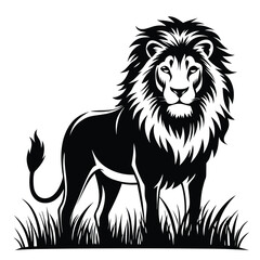 Fototapeta premium majestic lion silhouette line art vector illustration with a white background