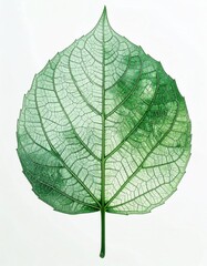 Obraz premium Macro Shot of Green Leaf Veins on White Background with Clear Details