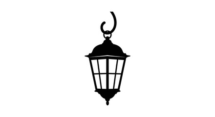 Black silhouette of a vintage hanging lantern with ornate detailing © arfanah02
