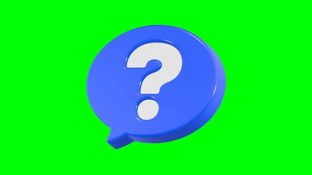 question mark icon 3d render blue bubble button