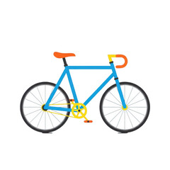 Fototapeta premium A simple graphic of a blue bicycle with orange and yellow accents on a white background.