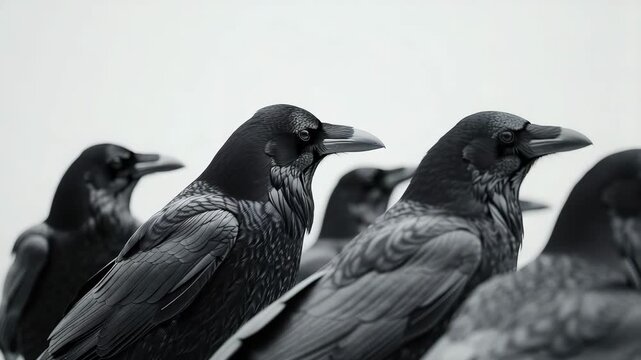 group of crows on a white background