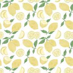 Sierkussen Aquarel prints patronen  Watercolor Lemon Seamless Pattern on White Background  © BloomPix