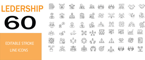 Business Leadership Outline Icons Pack &ndash; 50 Editable Stroke Vector Icons &ndash; EPS 10