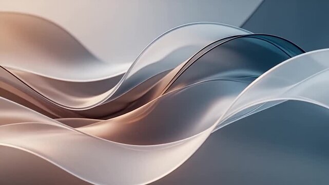 Layered Translucent Abstract Surface Flowing Wave Synchronized Motion Serene Visual Harmony, Elegant Curves, Calm Forms