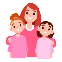 Obraz premium A happy mother with her daughters on Mother's Day