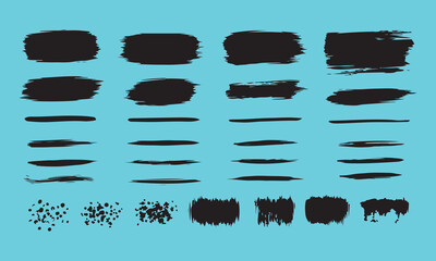 Hand-drawn Vector Brush Stroke Collection, Distressed Ink Underlines and Borders for Design Assets