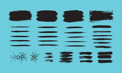 Hand-drawn Vector Brush Stroke Collection, Distressed Ink Underlines and Borders for Design Assets