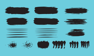 Hand-drawn Vector Brush Stroke Collection, Distressed Ink Underlines and Borders for Design Assets