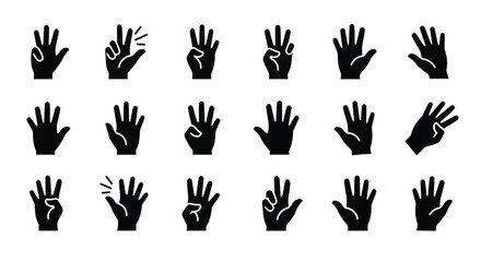 Fototapeta premium Collection of black hand gestures and symbols a striking silhouette