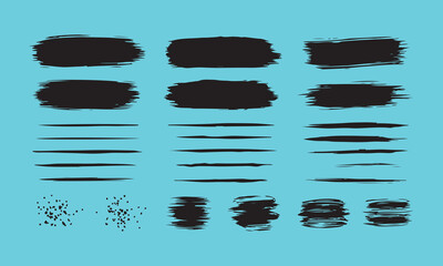 Hand-drawn Vector Brush Stroke Collection, Distressed Ink Underlines and Borders for Design Assets