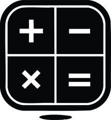 Obraz premium Black calculator keypad with plus minus multiply and equals symbols on white background