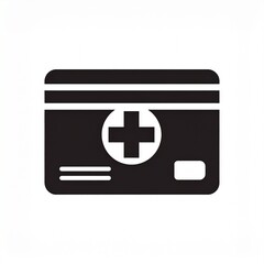Fototapeta premium Black Credit Card with Medical Cross Symbol on White Background
