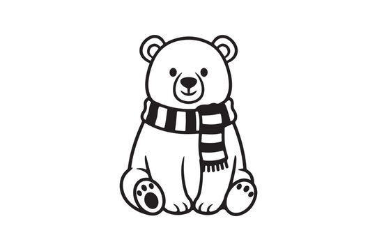 Cute Cartoon Bear Illustration with Winter Scarf