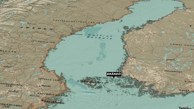 Map Highlighting Brando Municipality Within Aland Islands Finland Baltic Sea Region