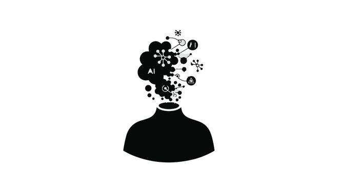 thinking person head with creative ideas exploding