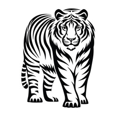 Obraz premium Abstract Black and White Tiger Illustration, Minimalist Wildlife Vector Art for Print
