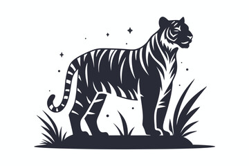 Fototapeta premium Elegant Tiger Silhouette Illustration, Exotic Wild Cat Shape for Modern Minimalist Art