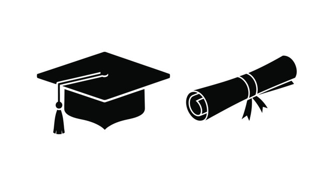 Graduation cap and diploma scroll a symbol of academic achievement