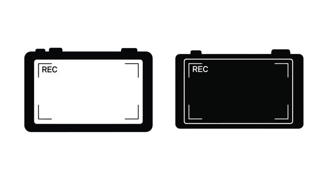 Two black camera displays one white and one black showing a recording indicator