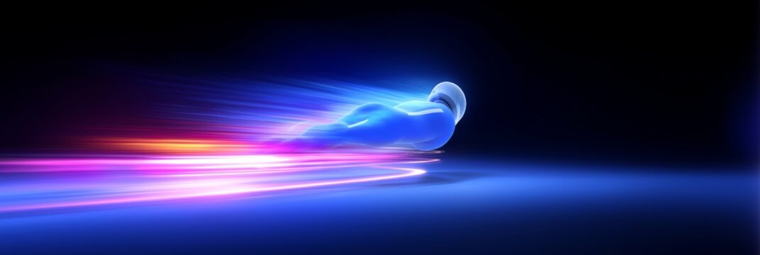 luge banner. luge dynamic wallpaper with colorful light trails on a dark background