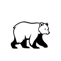 Obraz premium Brown Bear. Brown Bear simple black and white line art vector logo
