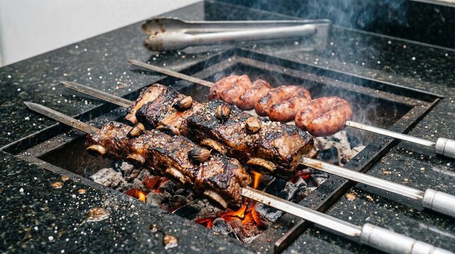 Mixed Brazilian Churrasco Grill with Metal Skewers