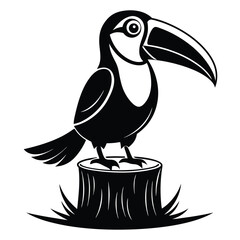 Fototapeta premium monochromatic toucan silhouette line art vector illustration with a white background