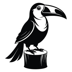 Fototapeta premium monochromatic toucan silhouette line art vector illustration with a white background
