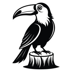 Fototapeta premium monochromatic toucan silhouette line art vector illustration with a white background