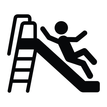 Black silhouette symbol of a child or person playing on a slide at park