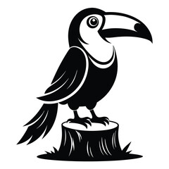 Fototapeta premium monochromatic toucan silhouette line art vector illustration with a white background