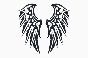 Fototapeta premium Spiritual Tribal Wings Vector Illustration, Religious Symbol for T-Shirt Prints and Tattoos
