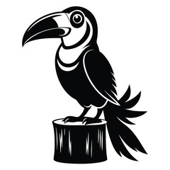Fototapeta premium monochromatic toucan silhouette line art vector illustration with a white background