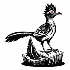 Fototapeta premium monochromatic roadrunner silhouette line art vector illustration with a white background