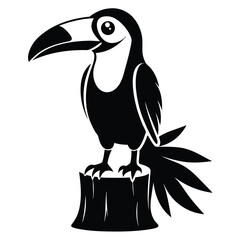 Fototapeta premium monochromatic toucan silhouette line art vector illustration with a white background