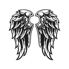 Stylized Tribal Angel Wings Graphic Vector for Custom Tattoo and Print
