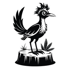 Naklejka premium monochromatic roadrunner silhouette line art vector illustration with a white background