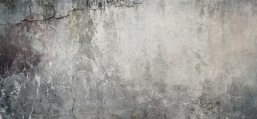 Fototapeta premium Gray grunge weathered and cracked old concrete wall texture.